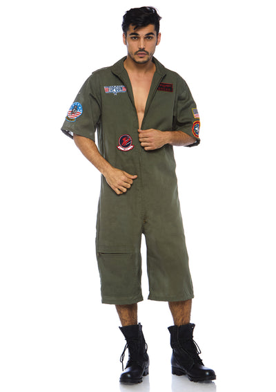 Top Gun Men's Short Flight Suit With Interchangeable Name Badges