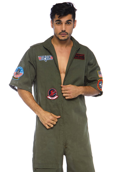 Top Gun Men's Short Flight Suit With Interchangeable Name Badges