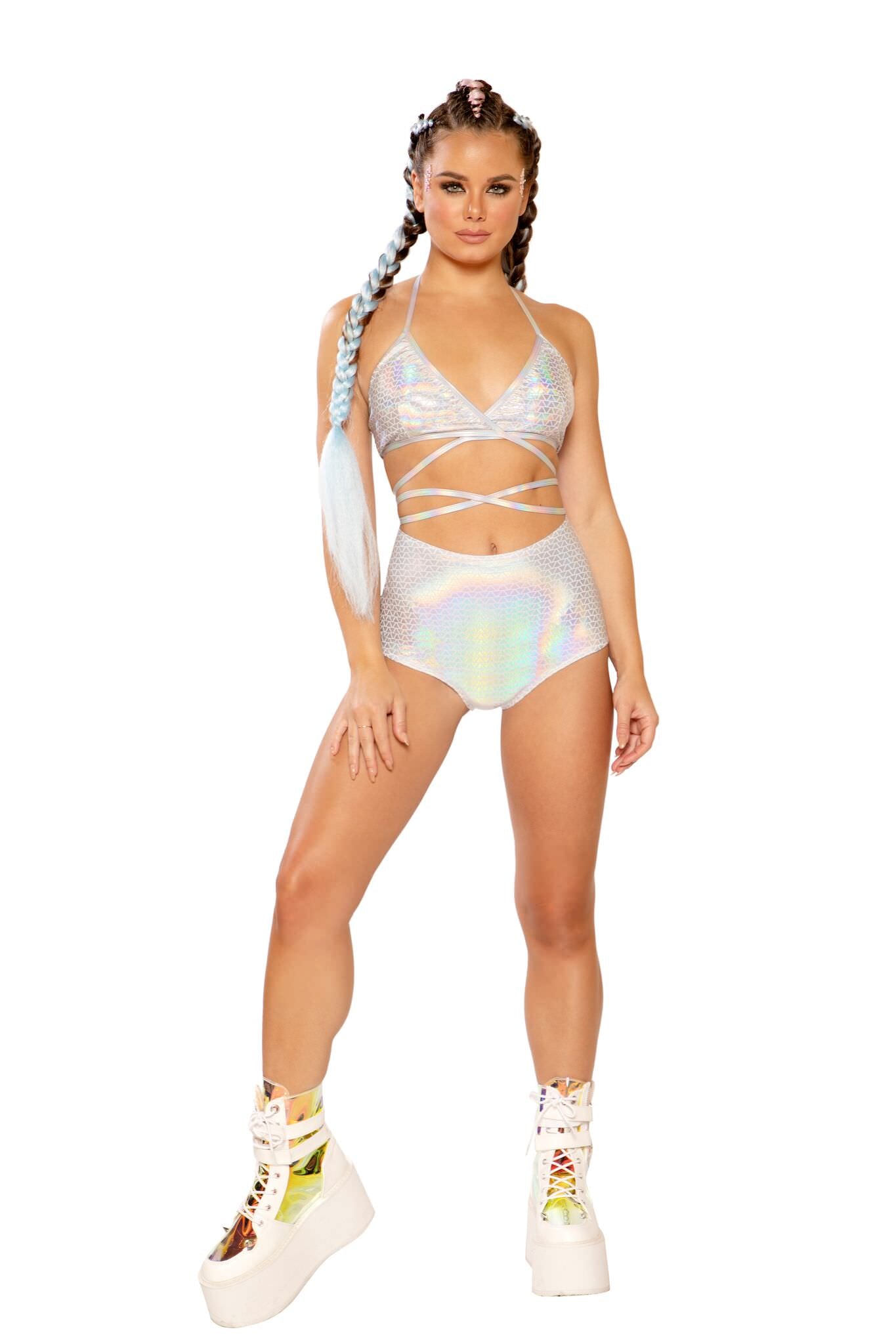 Holographic High-Waist Short