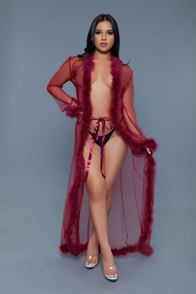 Marabou Robe Maroon