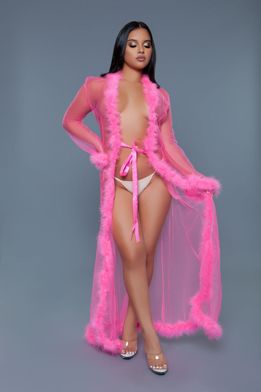Marabou Robe Neon Pink