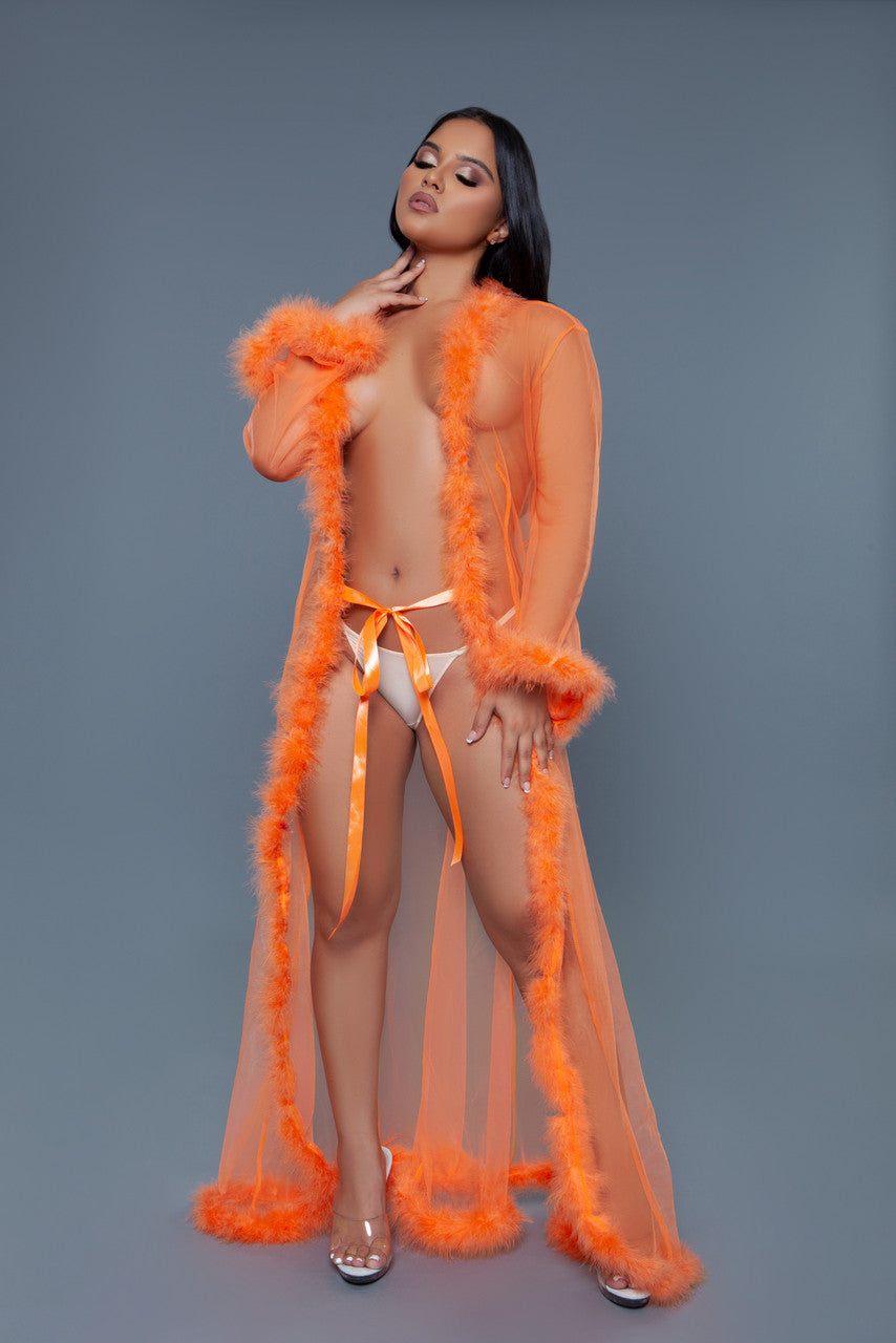 Marabou Robe Neon Orange