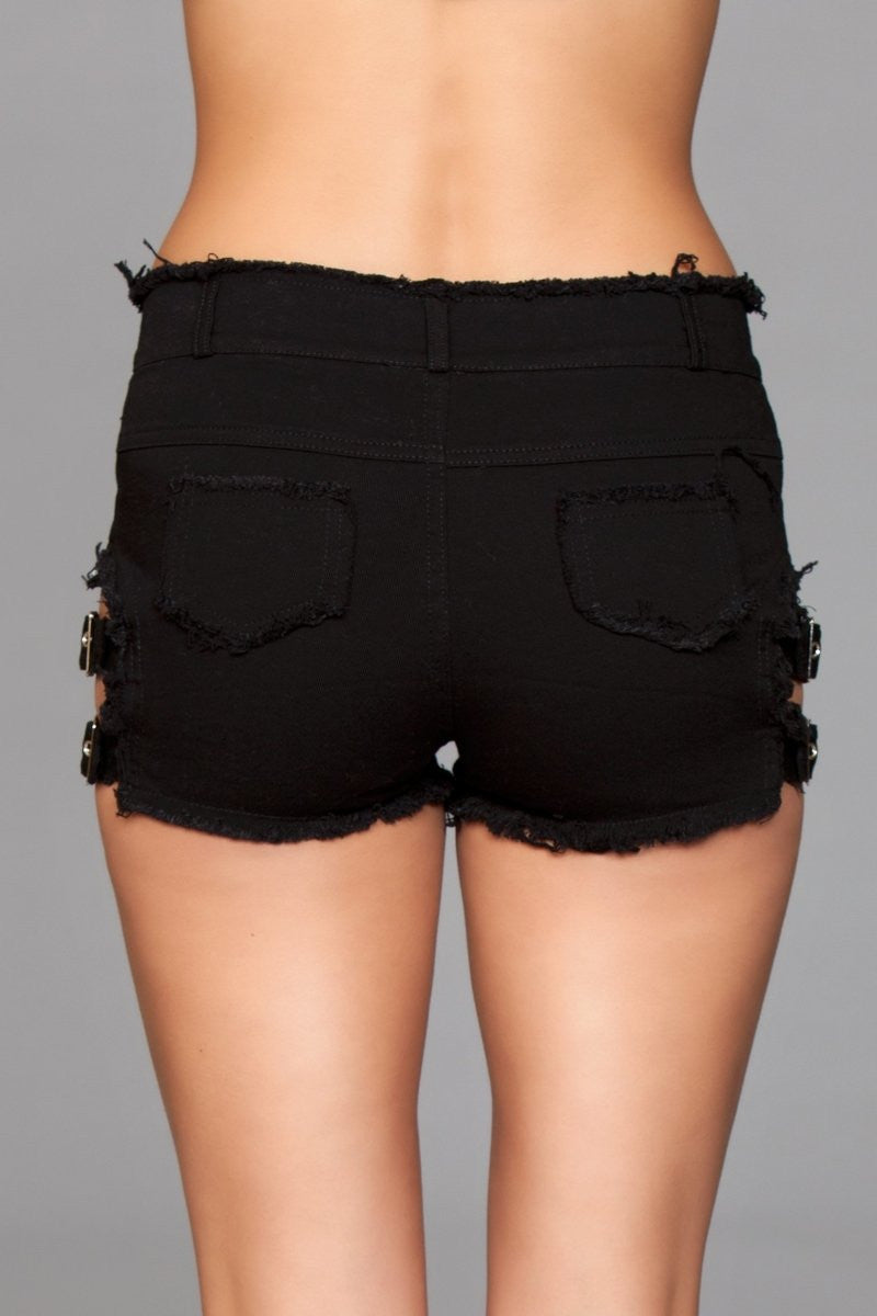 Buckled Down Denim Shorts - Black