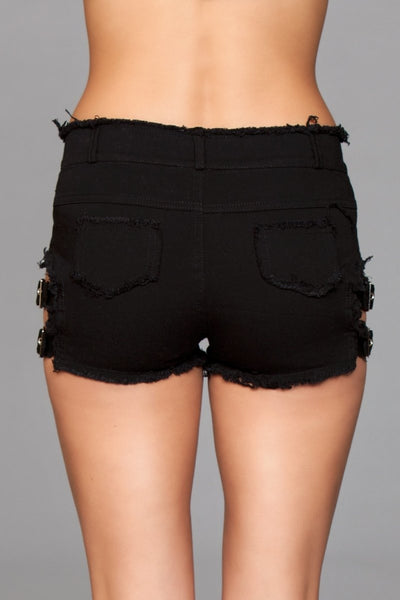 Buckled Down Denim Shorts - Black
