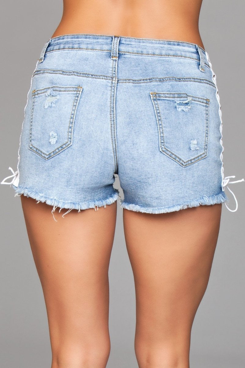Double Up Shorts - Light Wash