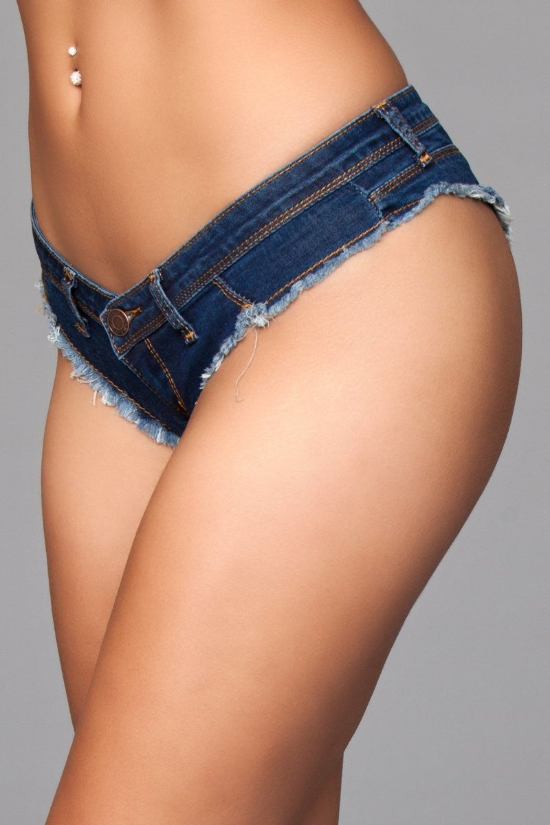 Buns Out Cheeky Shorts - Dark Wash